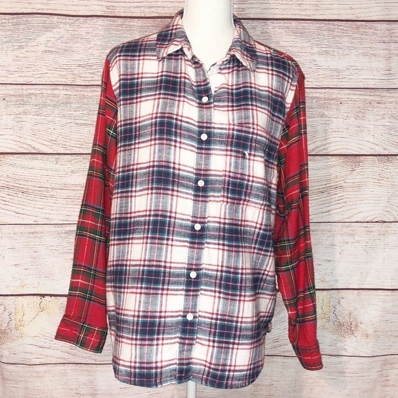 American Eagle Outfitters Red and White Plaid Flannel Size XS - Picture 1 of 12
